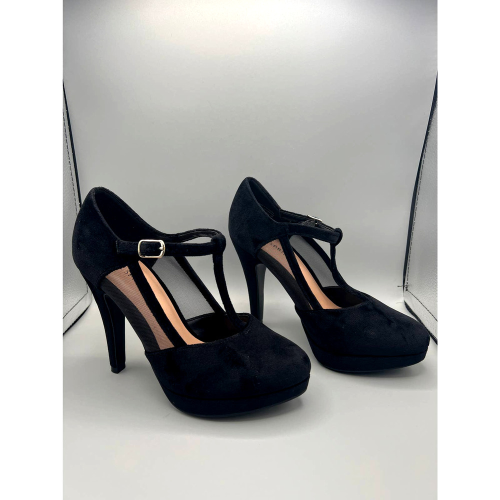 Call It Spring black suede heels sz 6